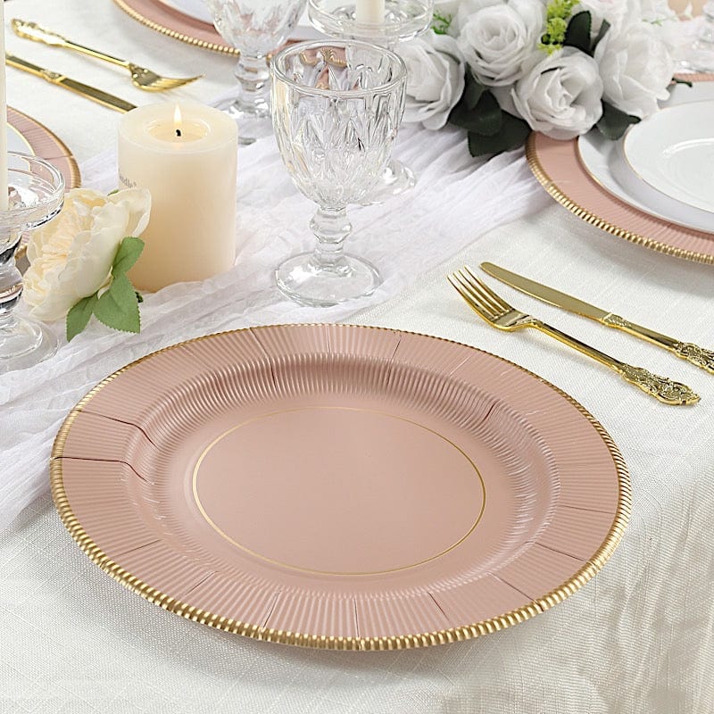 25 pcs 13 in Round Disposable Paper Charger Plates with Metallic Trim