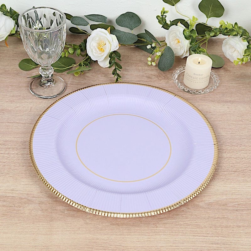 25 pcs 13 in Round Disposable Paper Charger Plates with Metallic Trim
