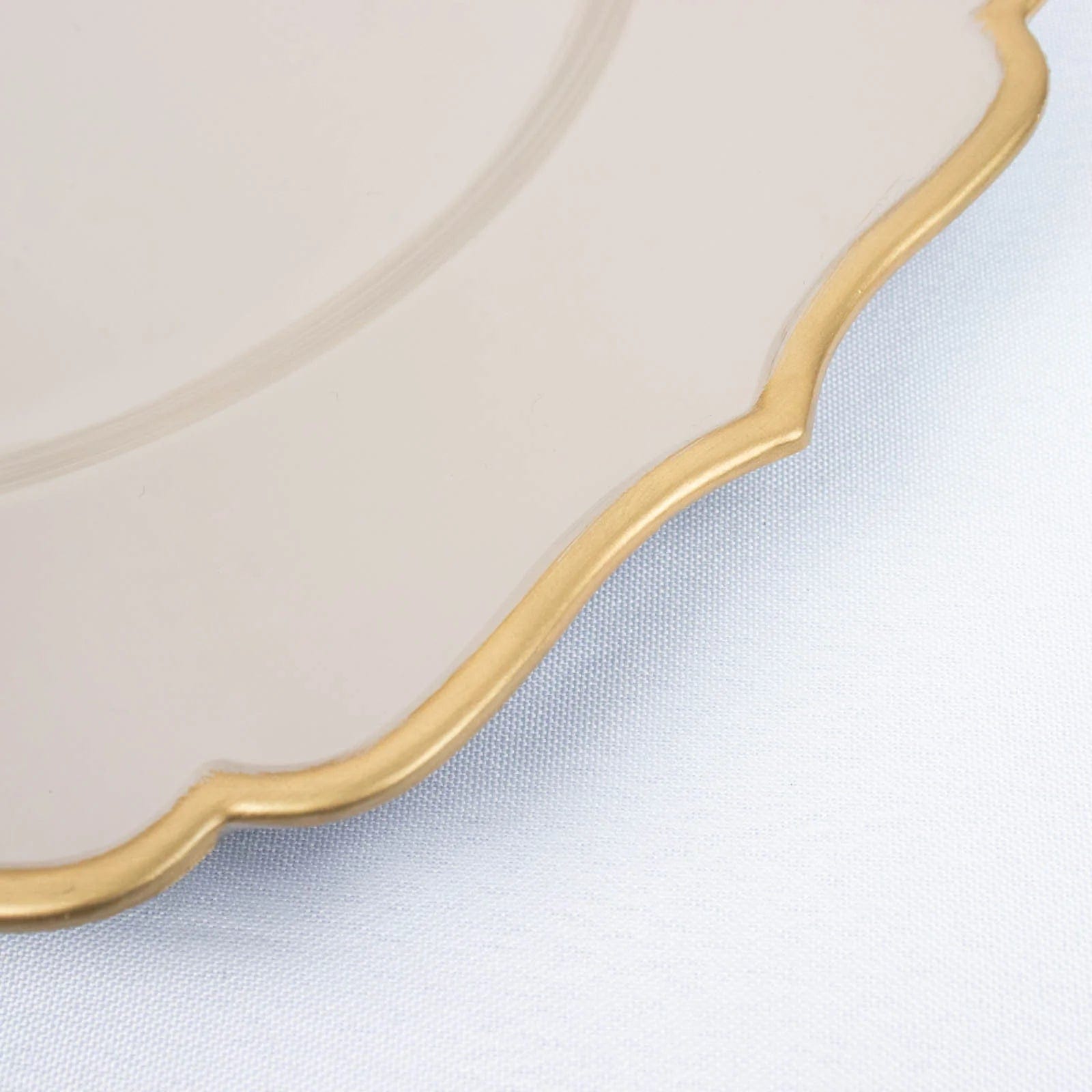 6 Metallic 13 in Round Acrylic Charger Plates with Scalloped Trim