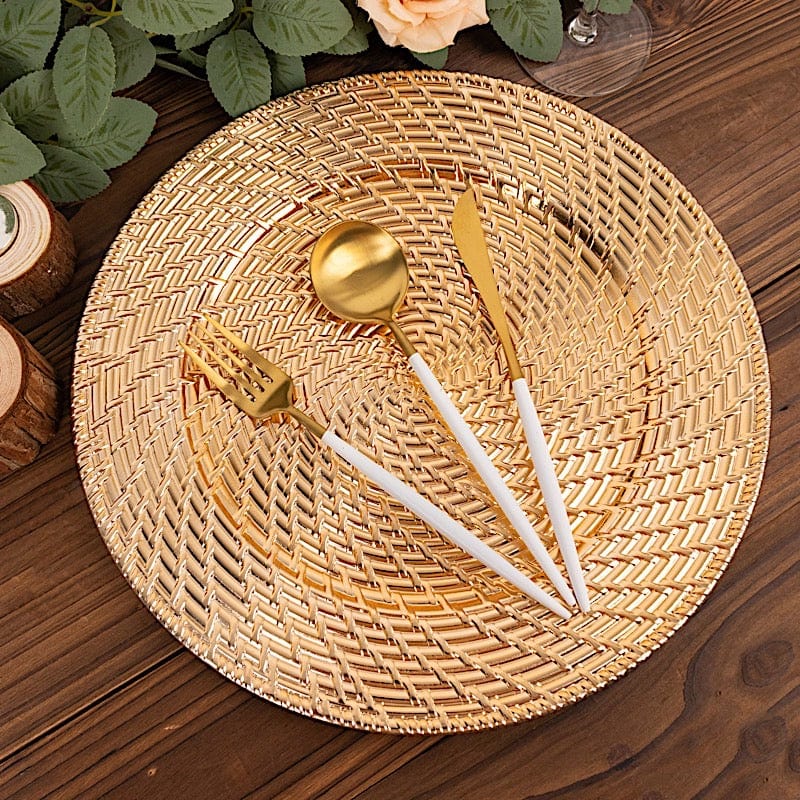 6 Metallic Gold 13 in Round Swirl Rattan Acrylic Charger Plates – Balsa ...