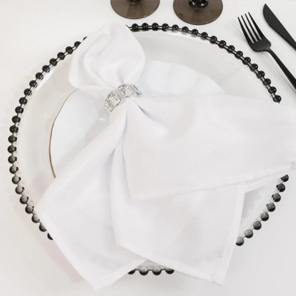 6 pcs 13 in Beaded Trim Round Acrylic Charger Plates