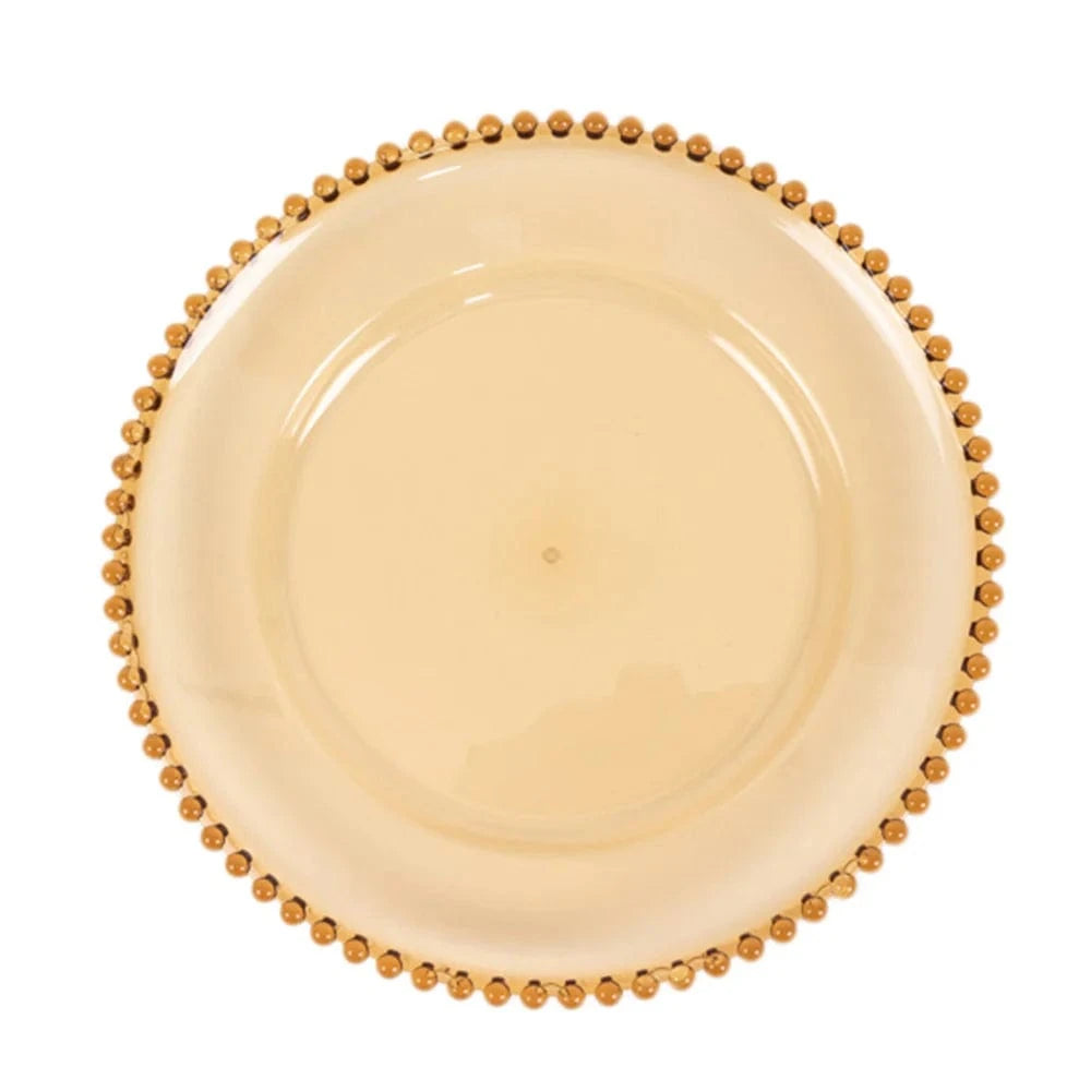 6 pcs 13 in Beaded Trim Round Acrylic Charger Plates