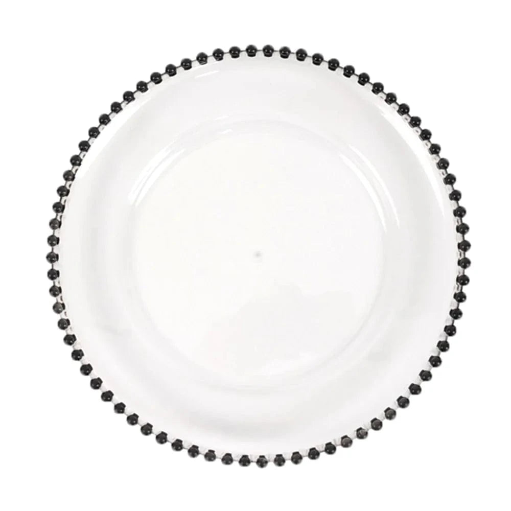 6 pcs 13 in Beaded Trim Round Acrylic Charger Plates