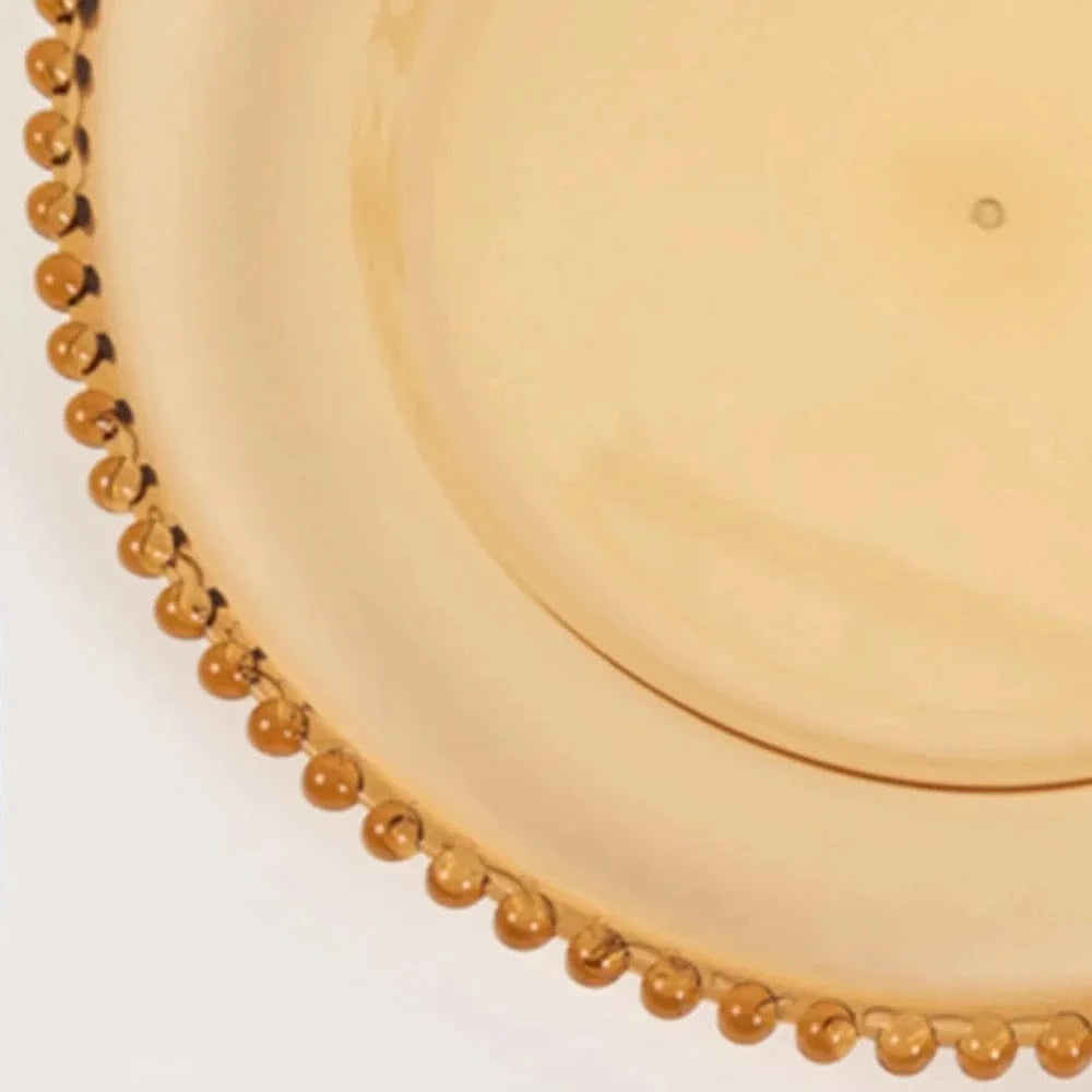 6 pcs 13 in Beaded Trim Round Acrylic Charger Plates