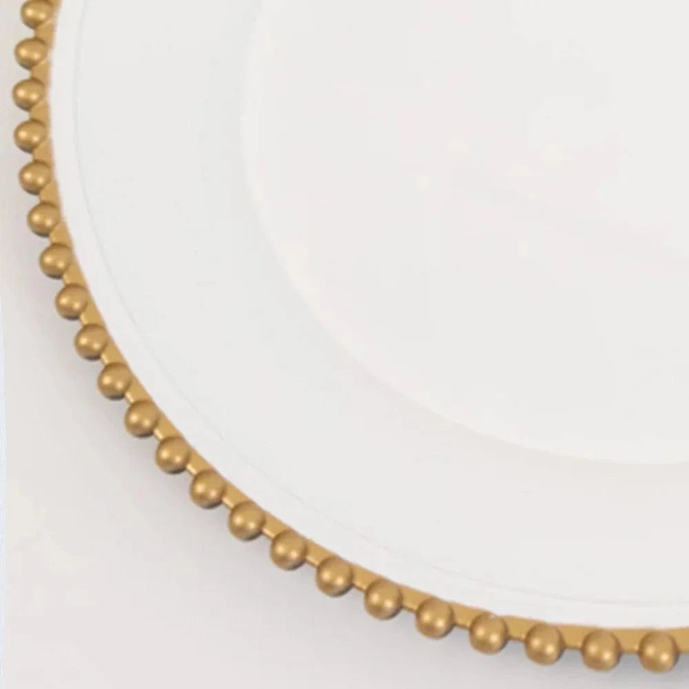 6 pcs 13 in Beaded Trim Round Acrylic Charger Plates