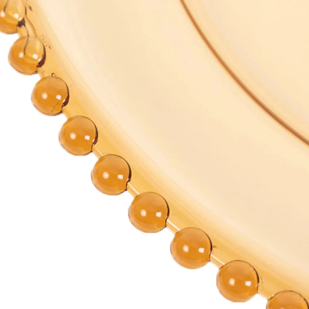 6 pcs 13 in Beaded Trim Round Acrylic Charger Plates