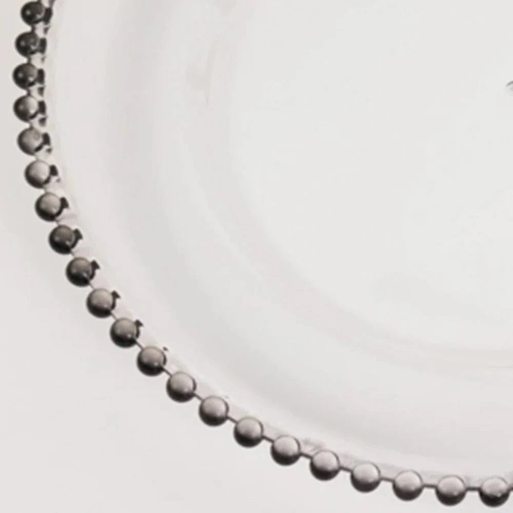 6 pcs 13 in Beaded Trim Round Acrylic Charger Plates