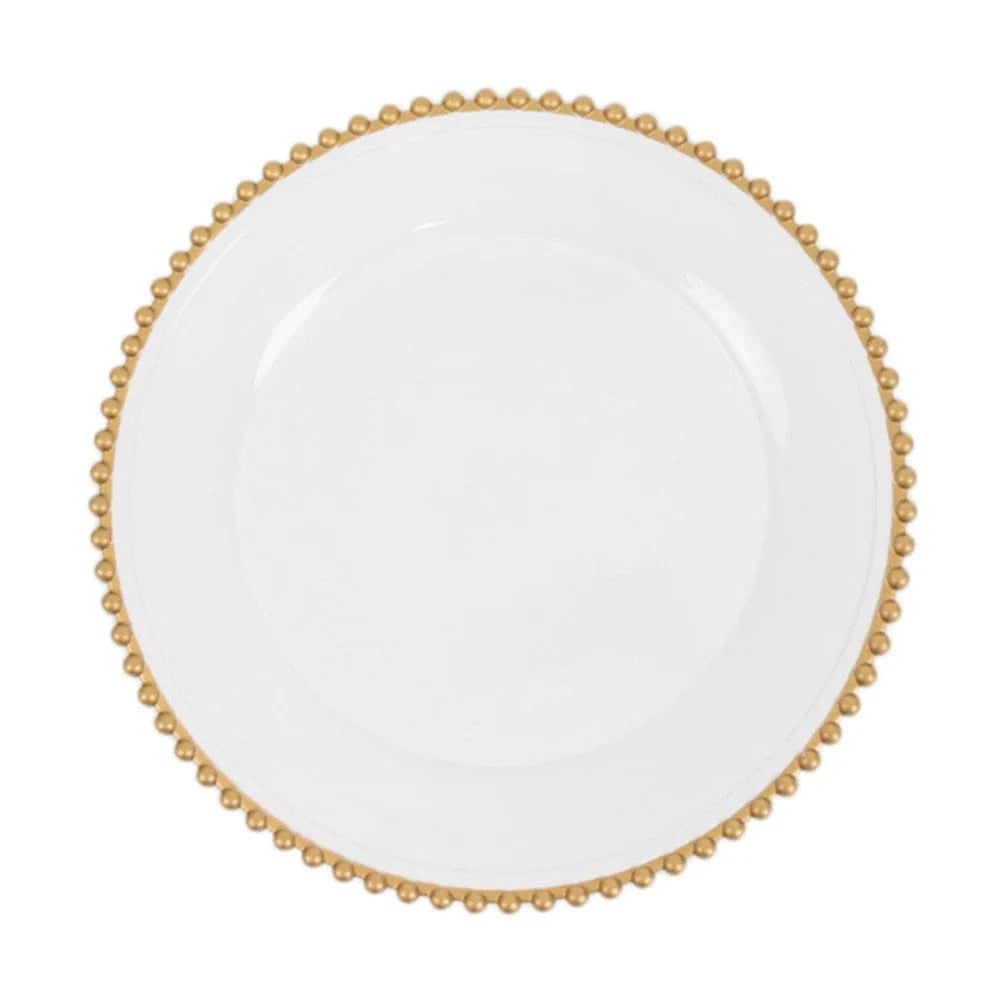6 pcs 13 in Beaded Trim Round Acrylic Charger Plates