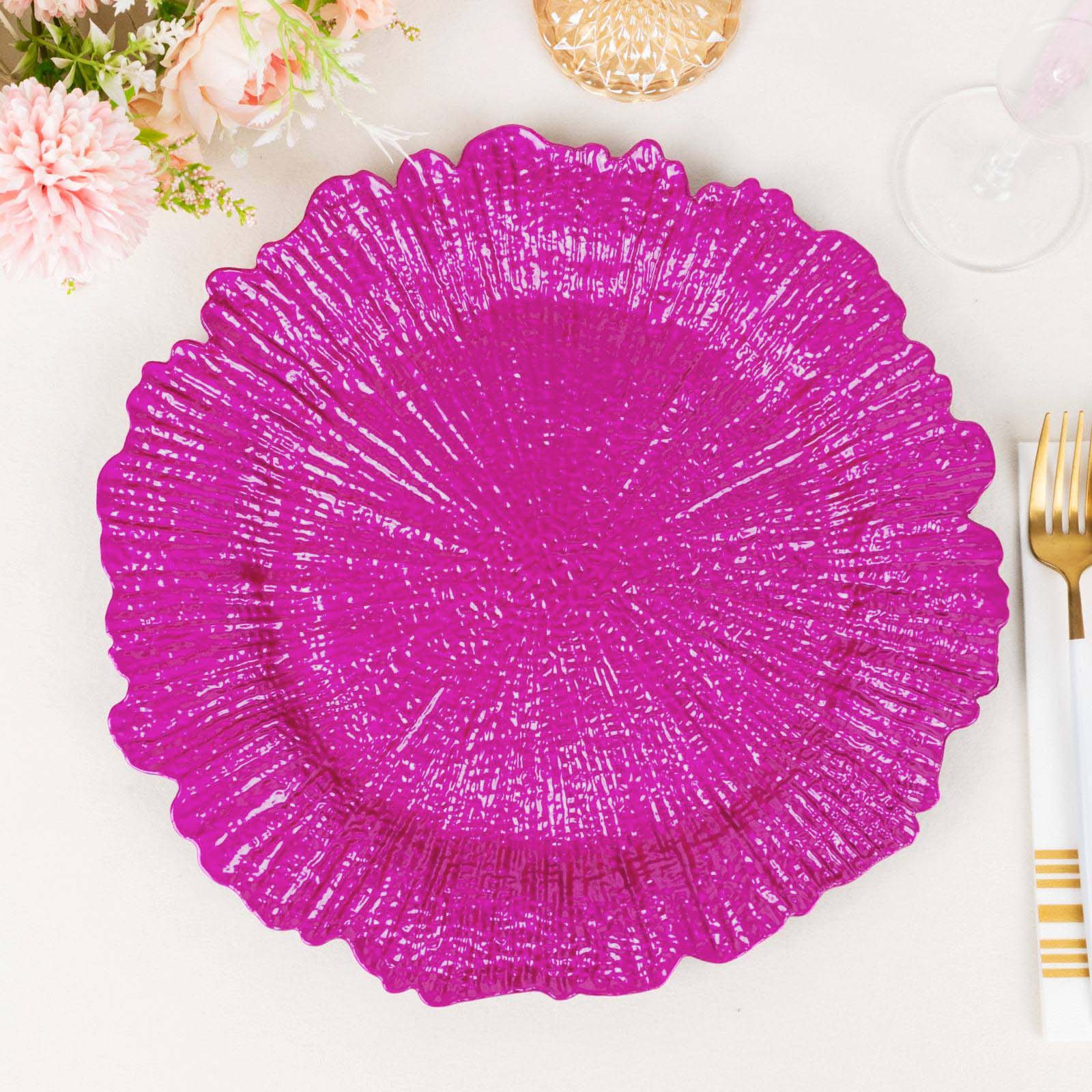 6 pcs 13 in Round Textured Acrylic Charger Plates