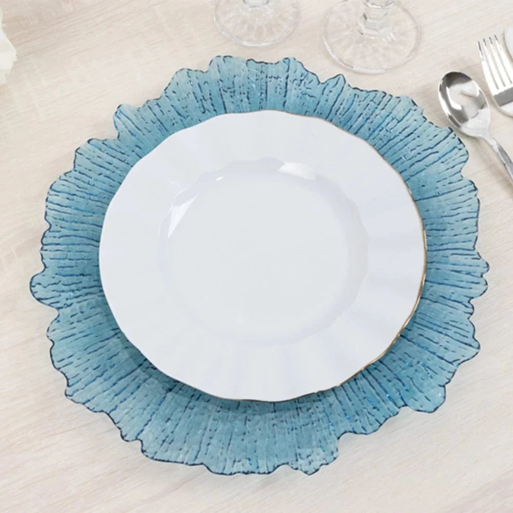 6 pcs 13 in Round Textured Acrylic Charger Plates