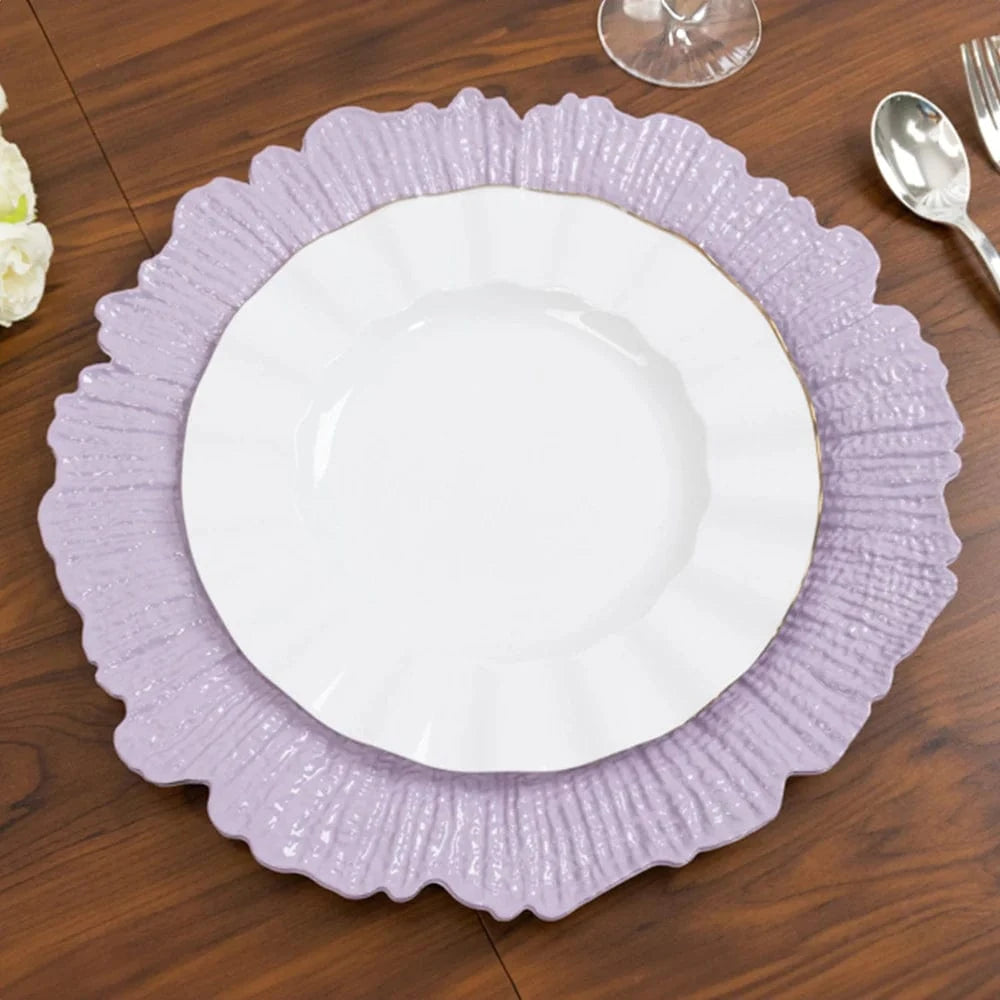 6 pcs 13 in Round Textured Acrylic Charger Plates