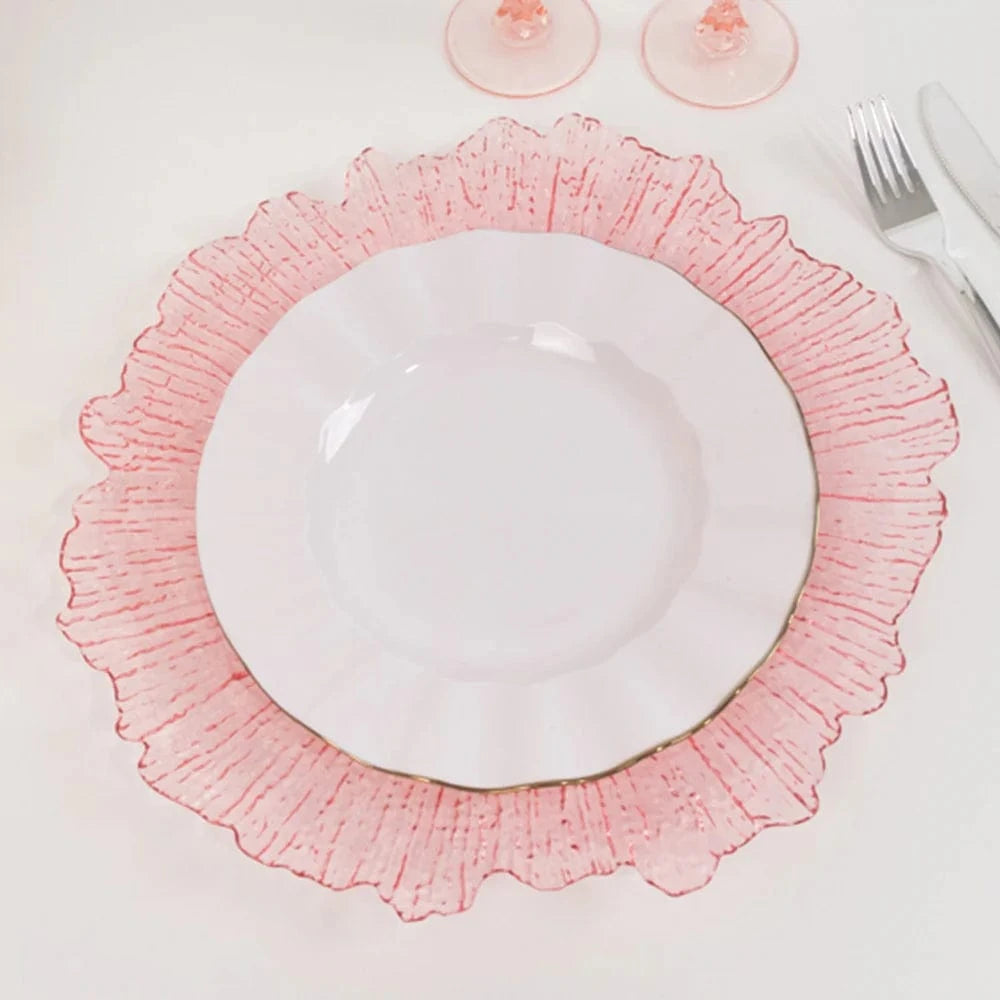 6 pcs 13 in Round Textured Acrylic Charger Plates