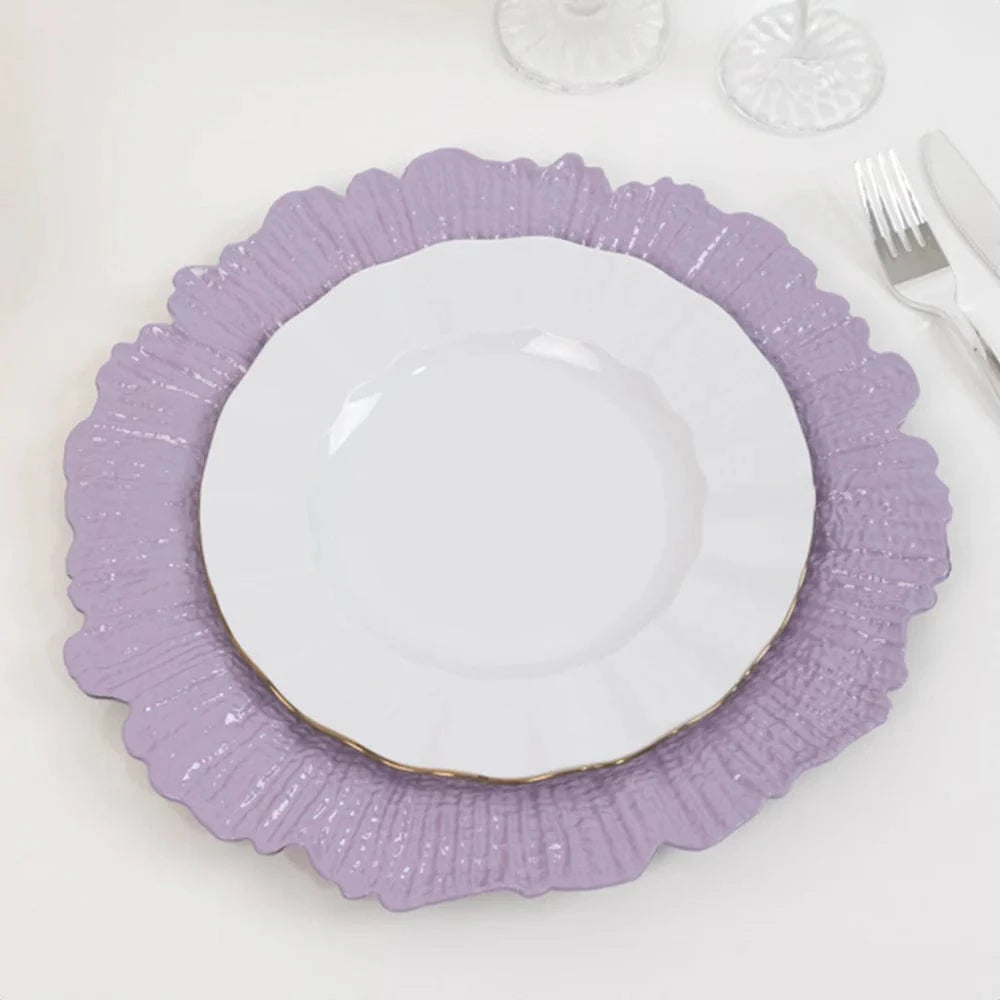 6 pcs 13 in Round Textured Acrylic Charger Plates