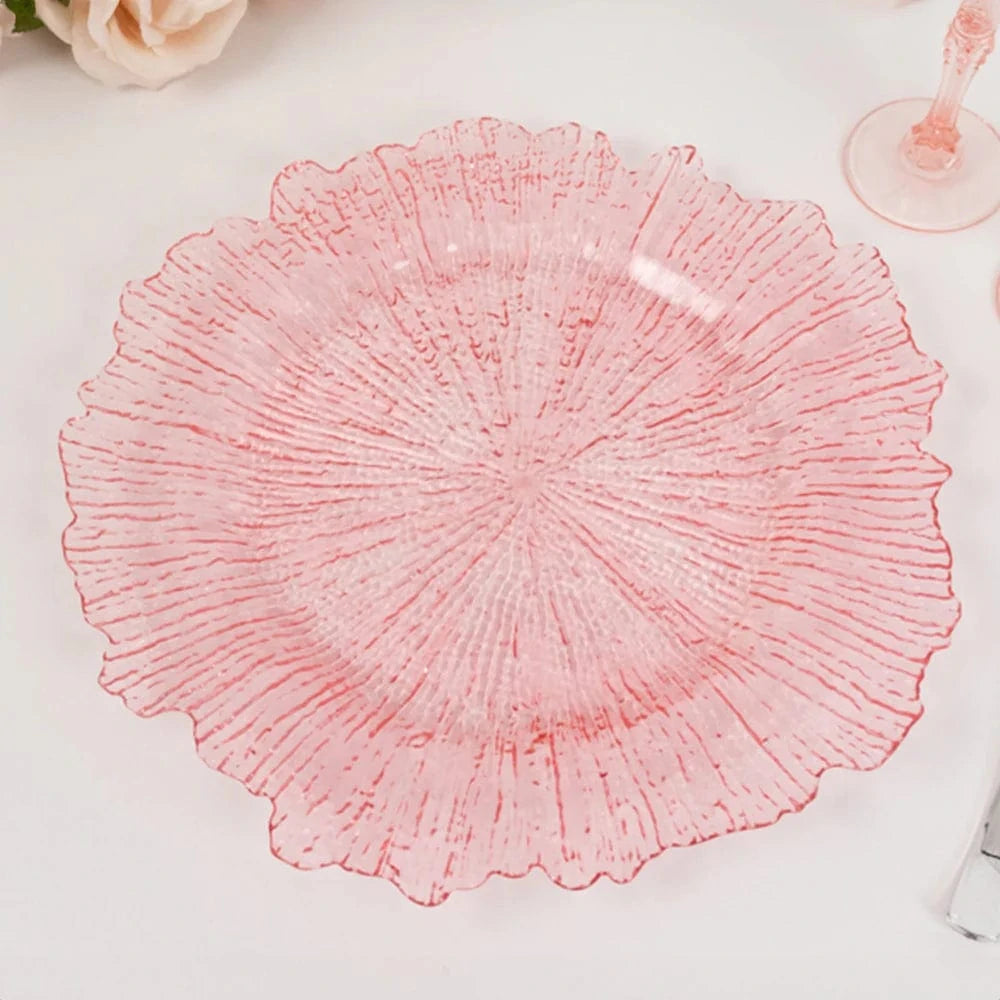 6 pcs 13 in Round Textured Acrylic Charger Plates