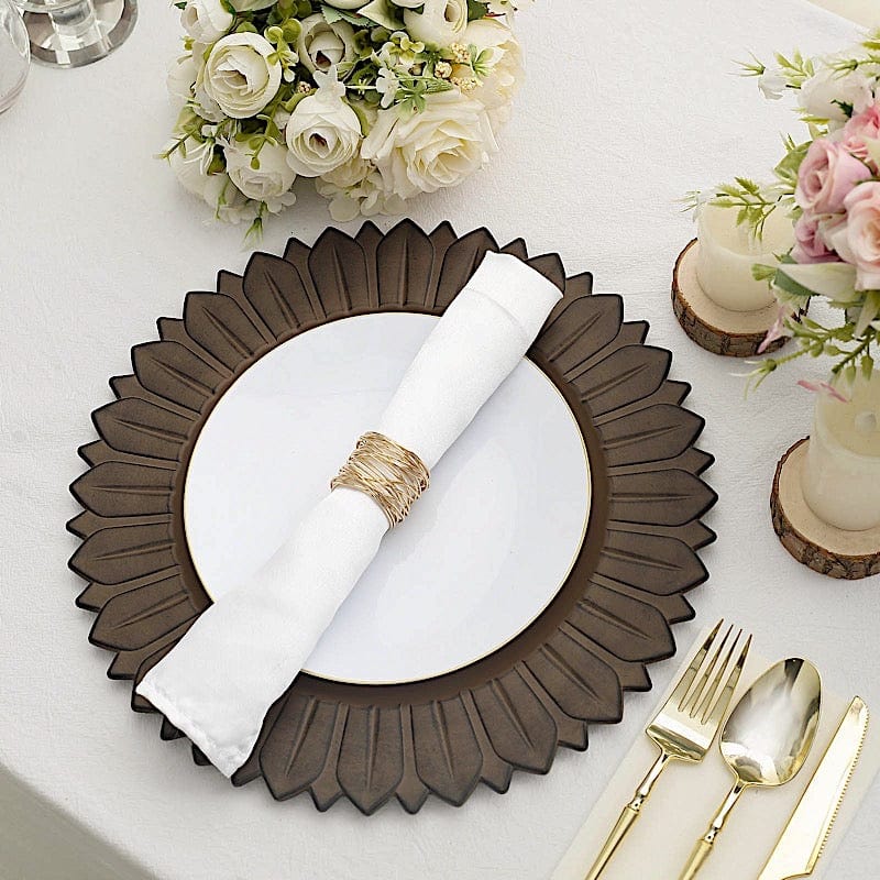 6 Round 13 in Sunflower Design Matte Plastic Dinner Charger Plates