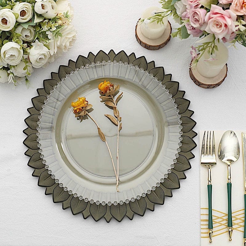 6 Round 13 in Sunflower Design Matte Plastic Dinner Charger Plates