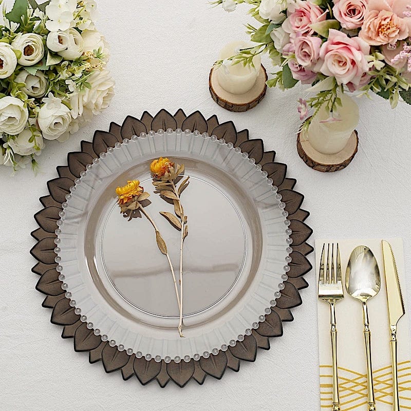 6 Round 13 in Sunflower Design Matte Plastic Dinner Charger Plates