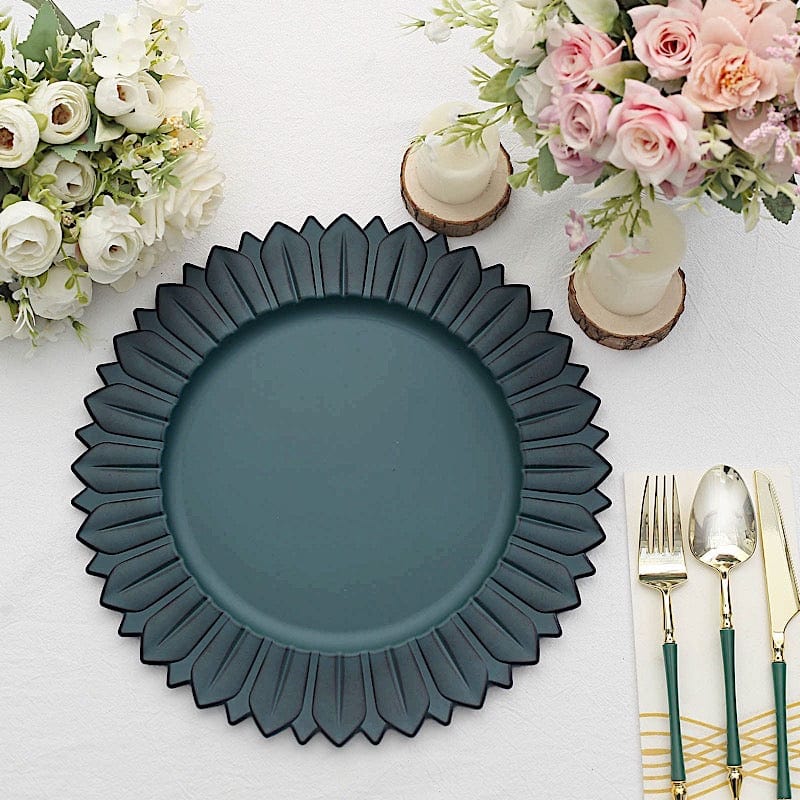 6 Round 13 in Sunflower Design Matte Plastic Dinner Charger Plates