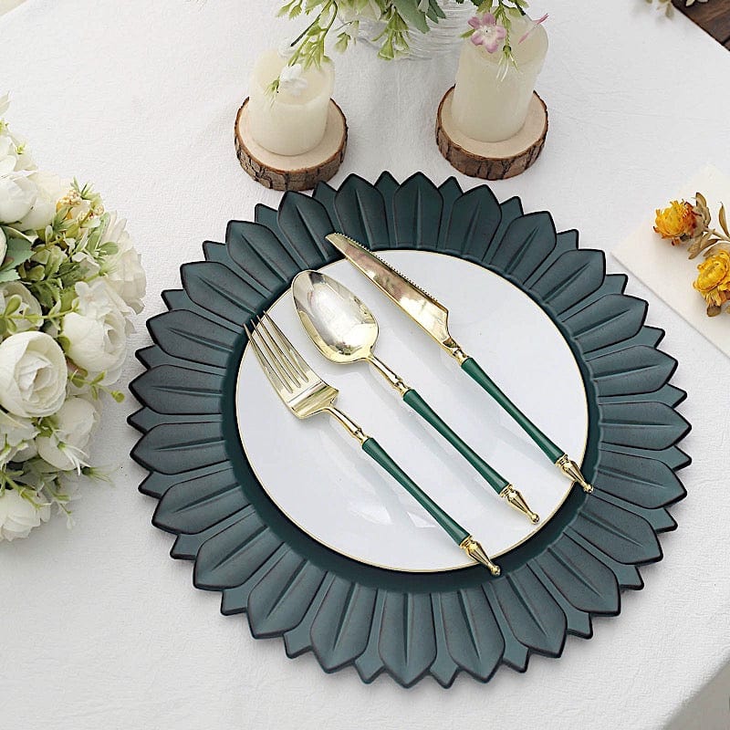 6 Round 13 in Sunflower Design Matte Plastic Dinner Charger Plates