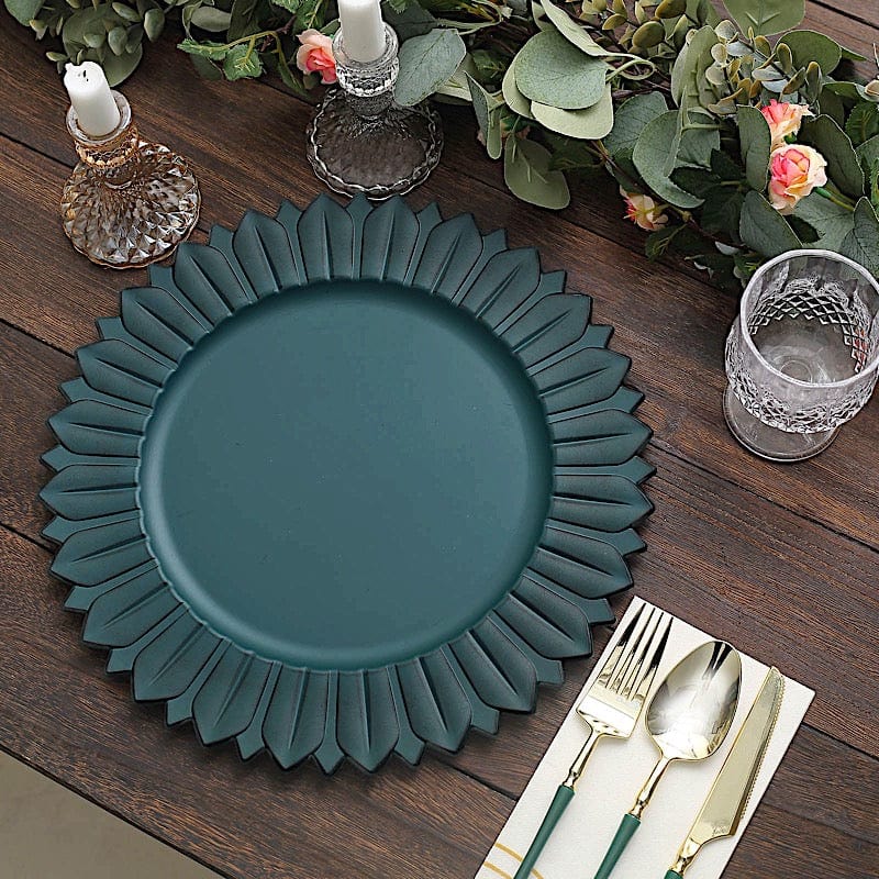 6 Round 13 in Sunflower Design Matte Plastic Dinner Charger Plates