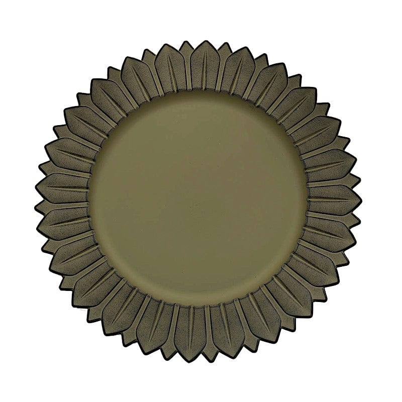6 Round 13 in Sunflower Design Matte Plastic Dinner Charger Plates