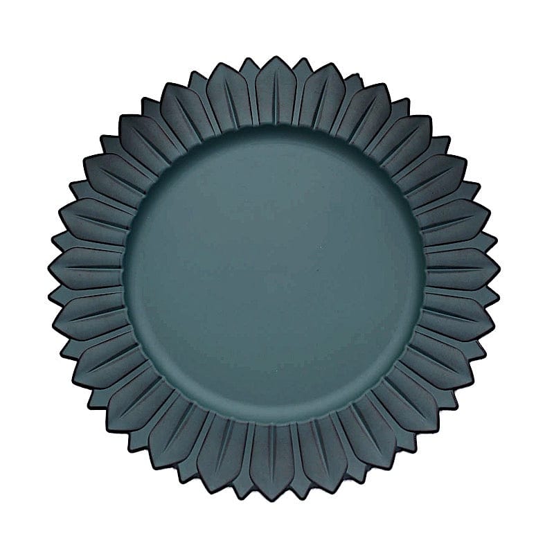 6 Round 13 in Sunflower Design Matte Plastic Dinner Charger Plates
