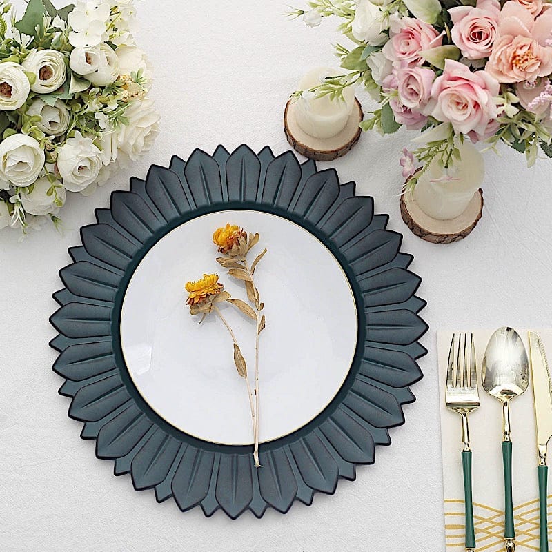 6 Round 13 in Sunflower Design Matte Plastic Dinner Charger Plates