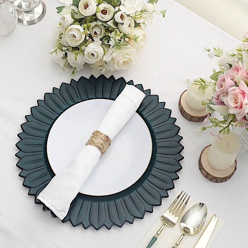 6 Round 13 in Sunflower Design Matte Plastic Dinner Charger Plates