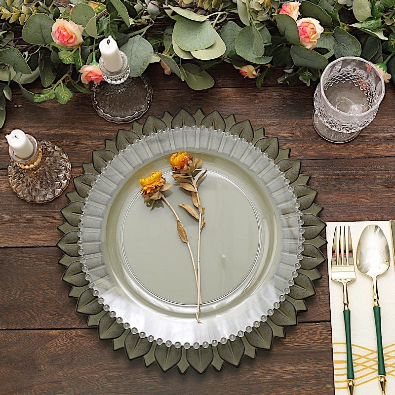 6 Round 13 in Sunflower Design Matte Plastic Dinner Charger Plates