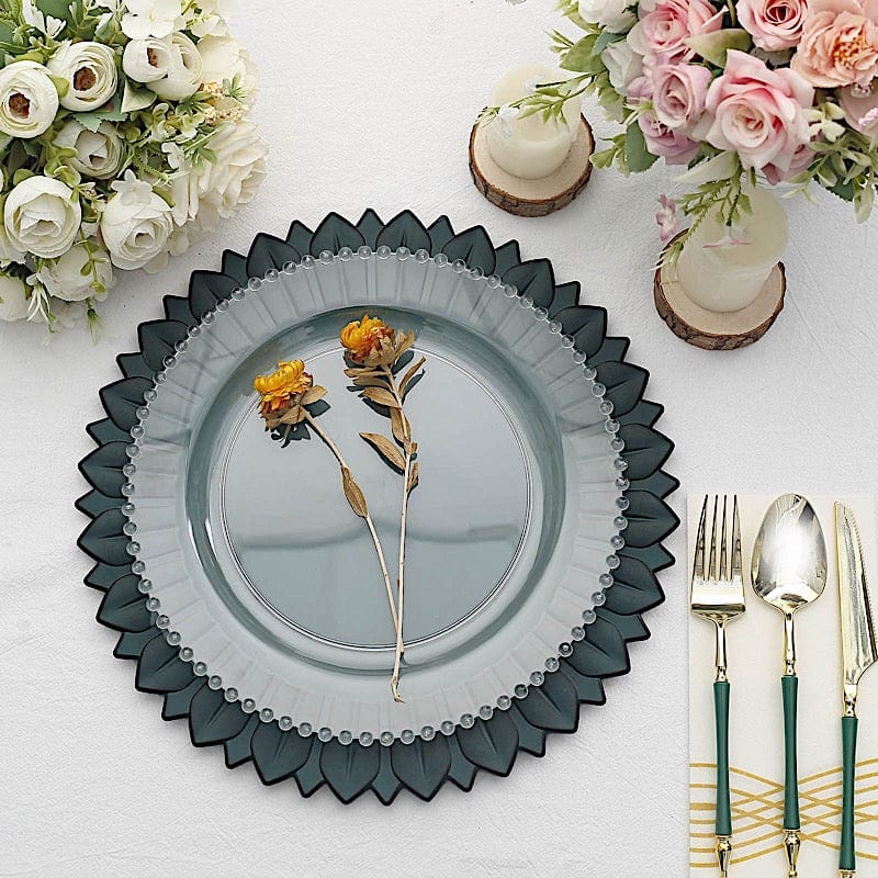 6 Round 13 in Sunflower Design Matte Plastic Dinner Charger Plates