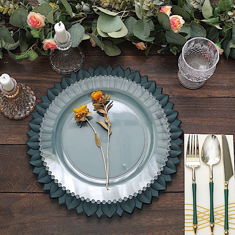 6 Round 13 in Sunflower Design Matte Plastic Dinner Charger Plates