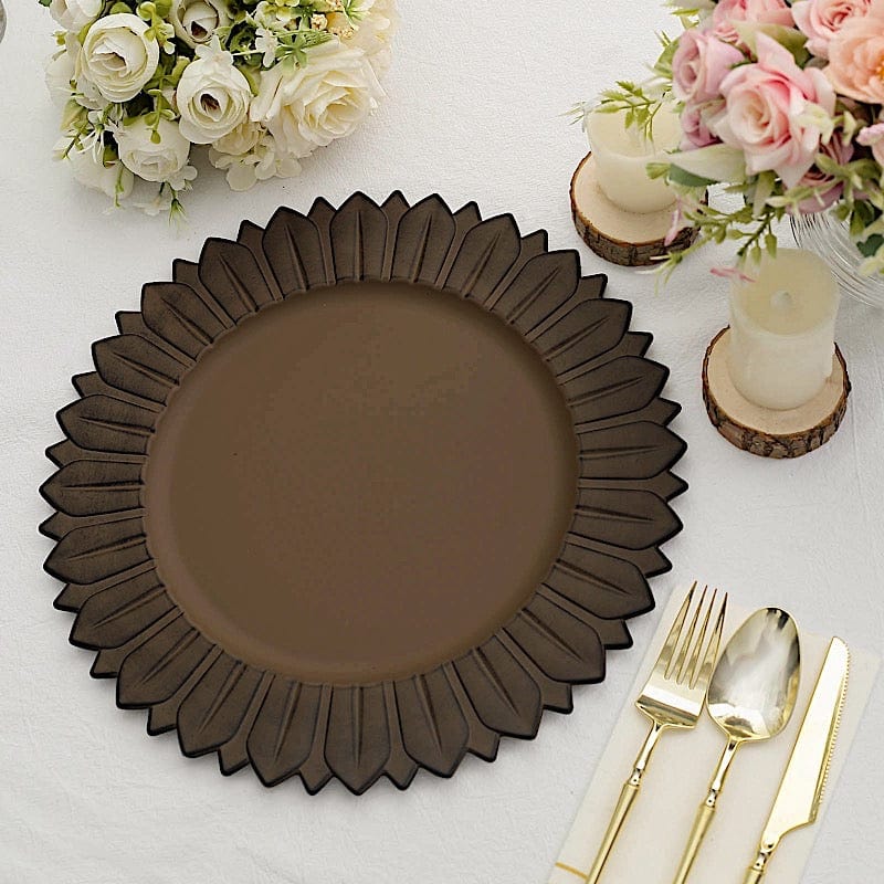 6 Round 13 in Sunflower Design Matte Plastic Dinner Charger Plates