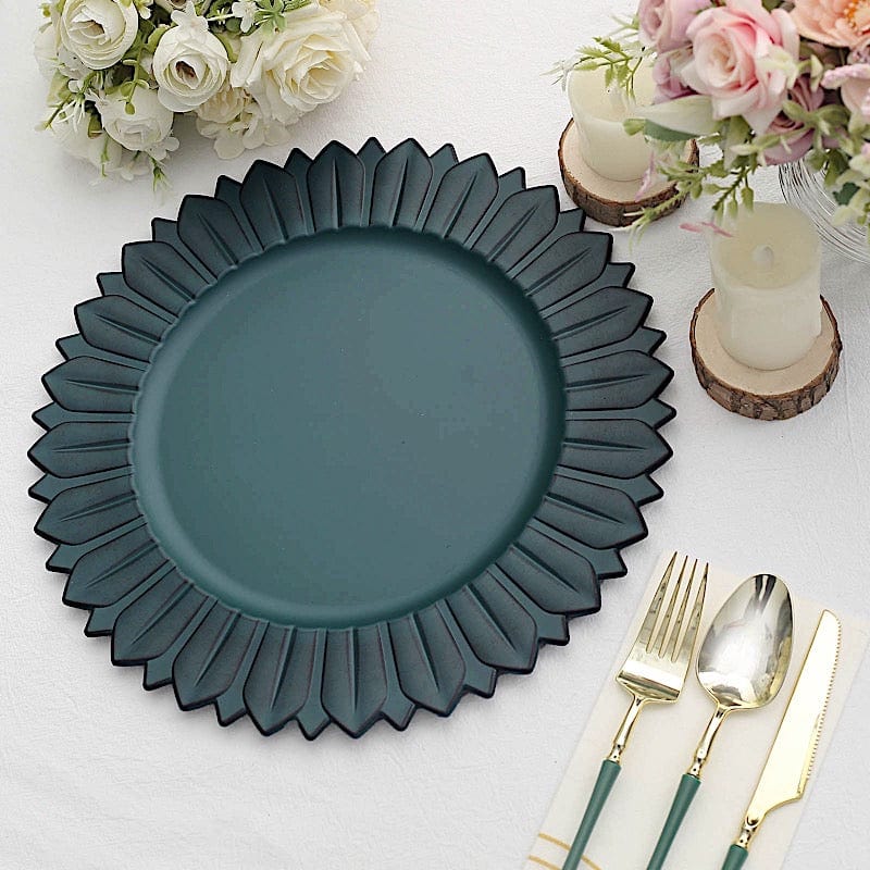 6 Round 13 in Sunflower Design Matte Plastic Dinner Charger Plates