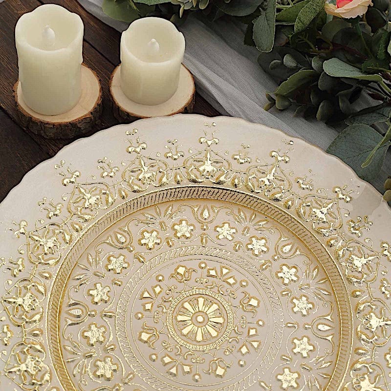 13" Round Gold Leaf Glass Charger Plate - Handcrafted, Food Safe, Elegant Table Setting Accent