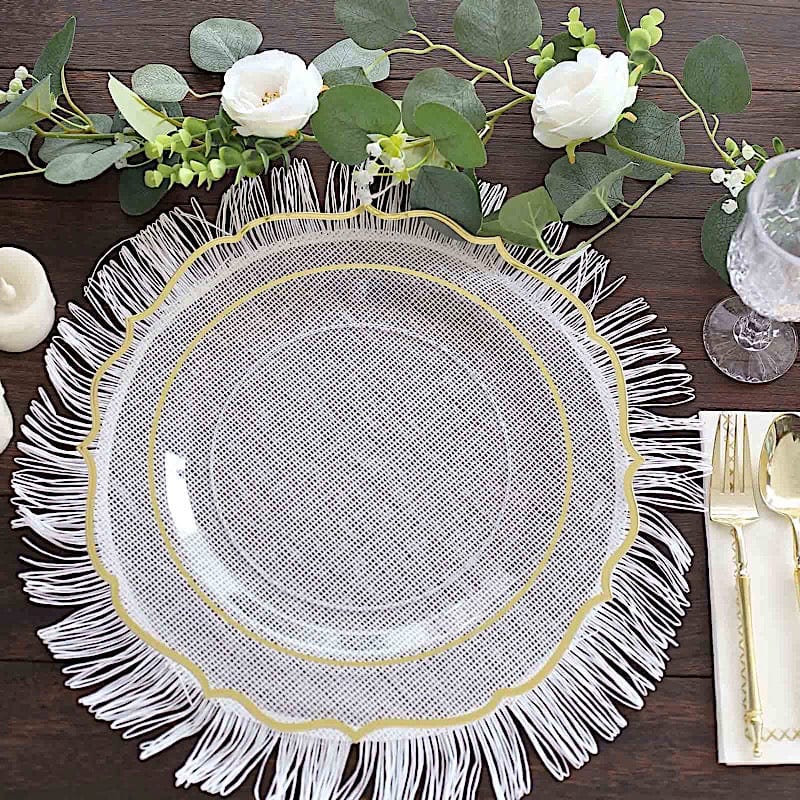 10 Pack 13 in Round Plastic Charger Plates with Scalloped Rim