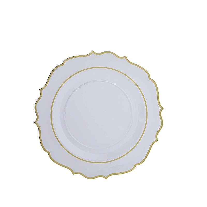 10 Pack 13 in Round Plastic Charger Plates with Scalloped Rim