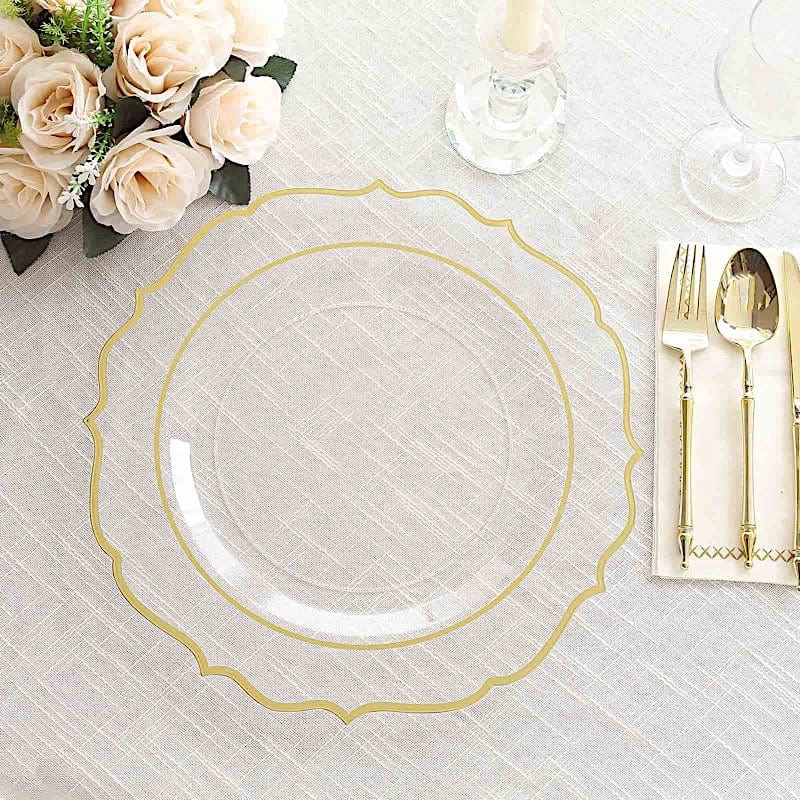10 Pack 13 in Round Plastic Charger Plates with Scalloped Rim