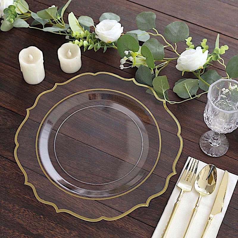 10 Pack 13 in Round Plastic Charger Plates with Scalloped Rim
