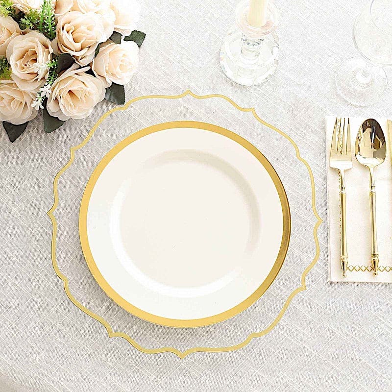 10 Pack 13 in Round Plastic Charger Plates with Scalloped Rim