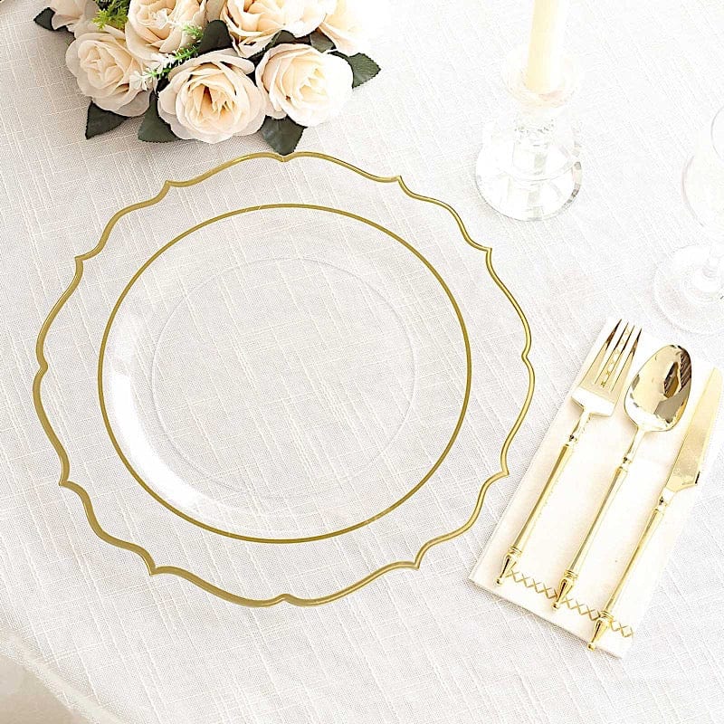 10 Pack 13 in Round Plastic Charger Plates with Scalloped Rim