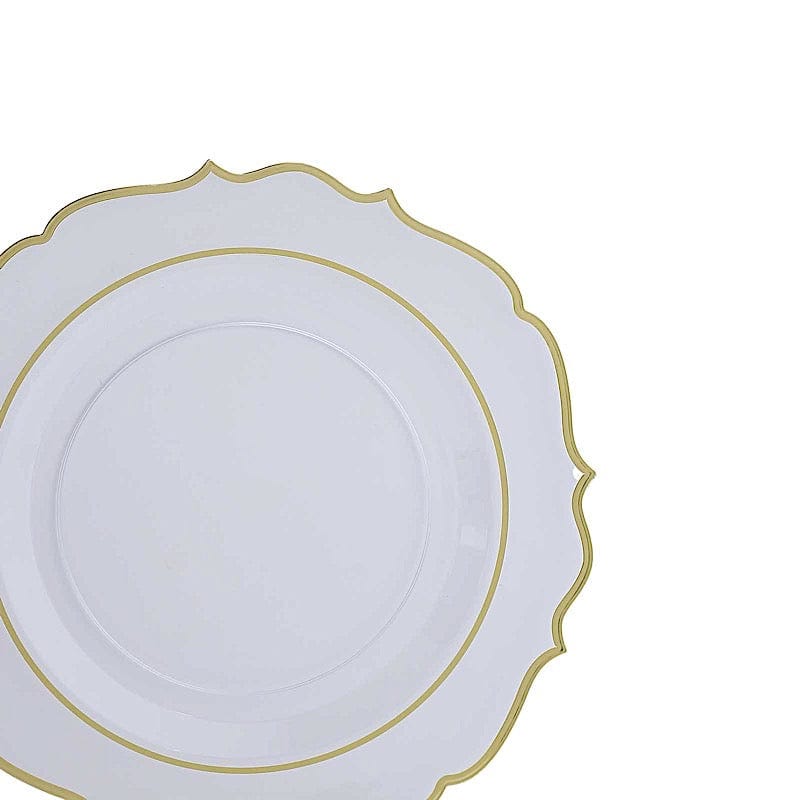 10 Pack 13 in Round Plastic Charger Plates with Scalloped Rim