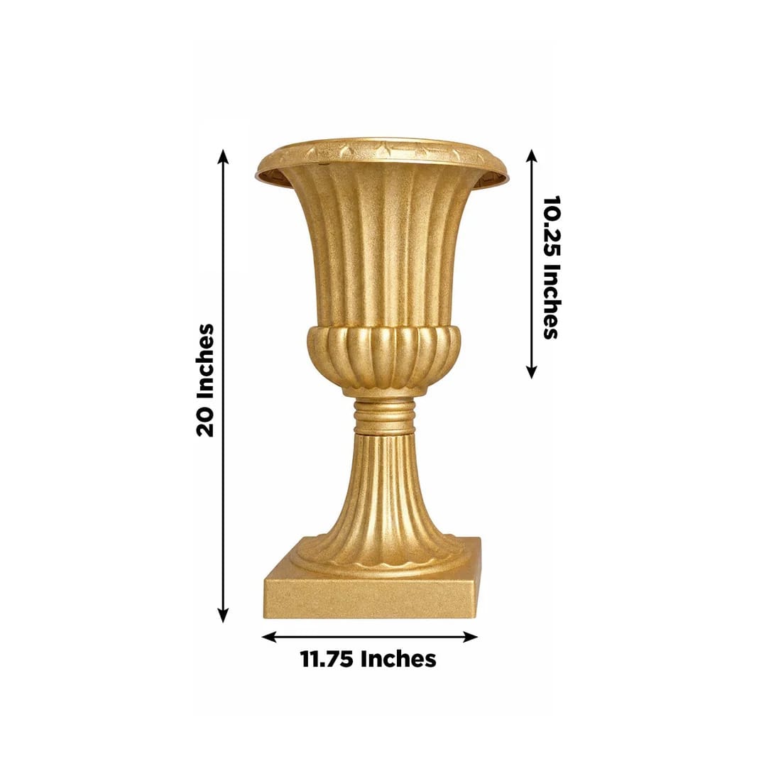 2 Gold 20 in Plastic Roman Column Urn Planters with Detachable 3-Piece Convertible Design