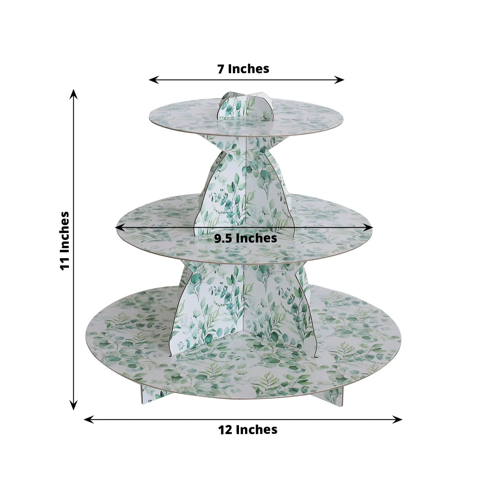 11 in Round 3-Tier Cardboard Cupcake Stand with Floral Print