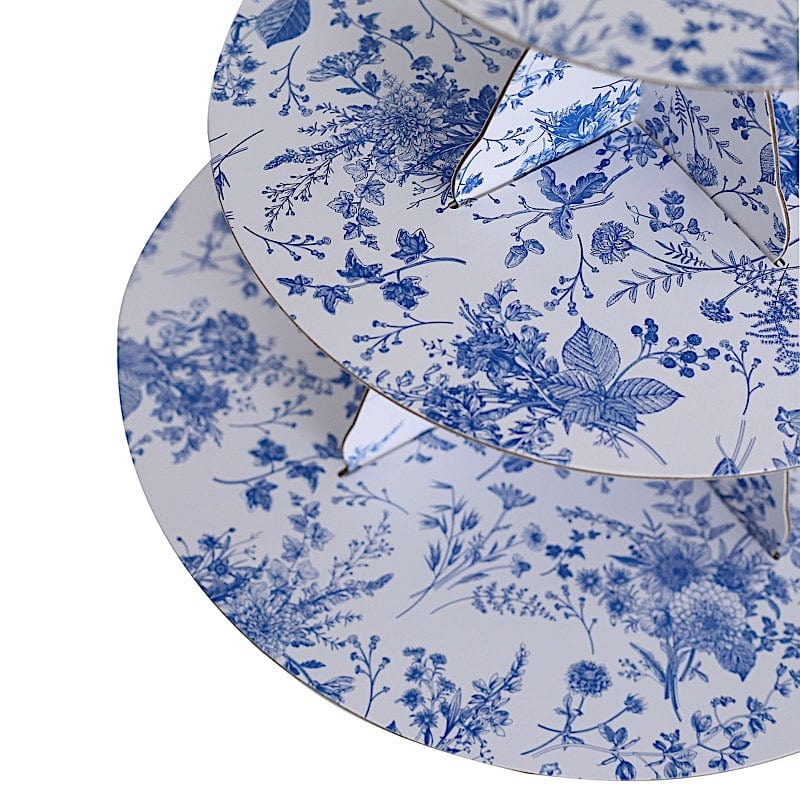 11 in Round 3-Tier Cardboard Cupcake Stand with Floral Print
