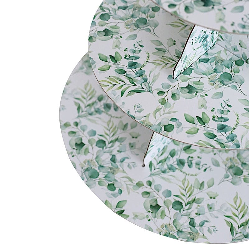 11 in Round 3-Tier Cardboard Cupcake Stand with Floral Print