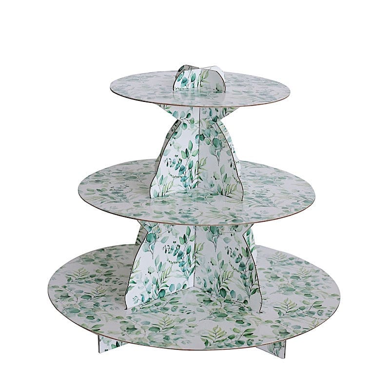 11 in Round 3-Tier Cardboard Cupcake Stand with Floral Print