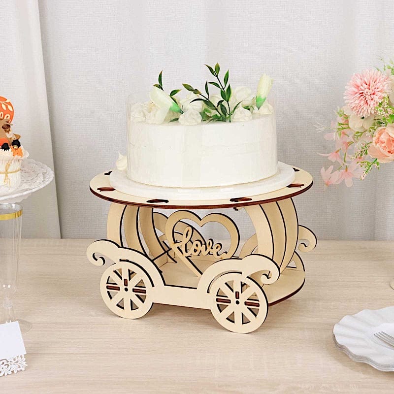 12 in Natural Wooden Carriage Wedding Cake Stand
