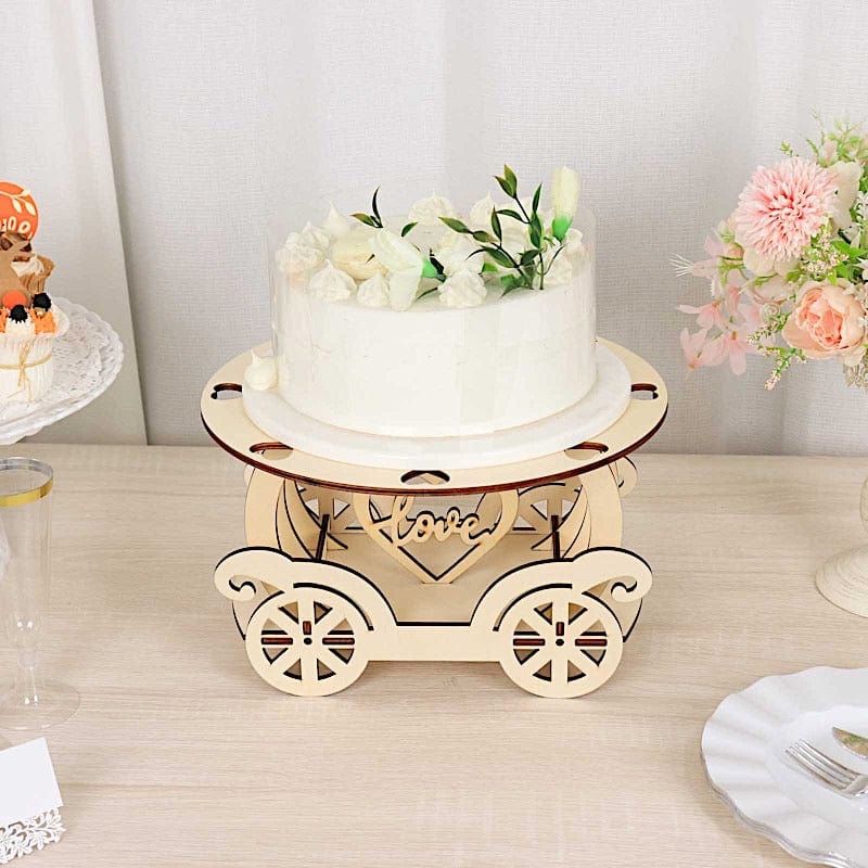 12 in Natural Wooden Carriage Wedding Cake Stand