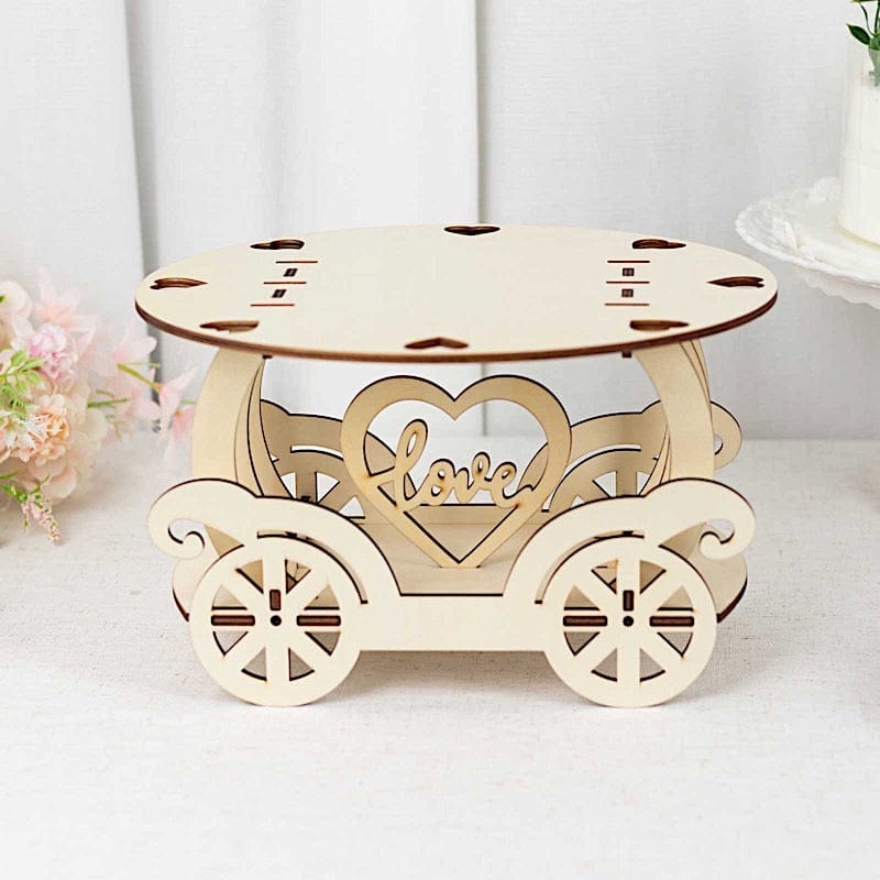 12 in Natural Wooden Carriage Wedding Cake Stand