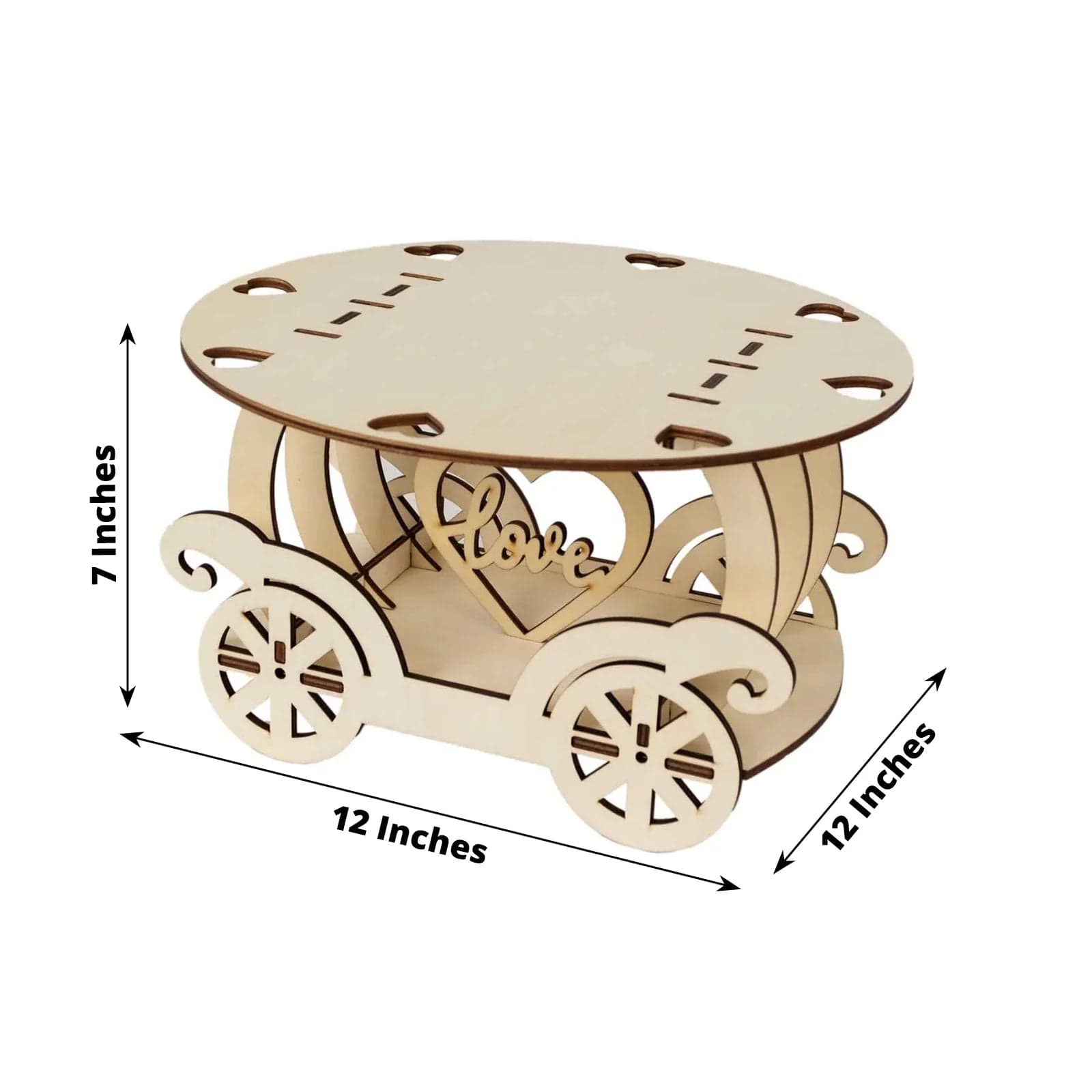 12 in Natural Wooden Carriage Wedding Cake Stand